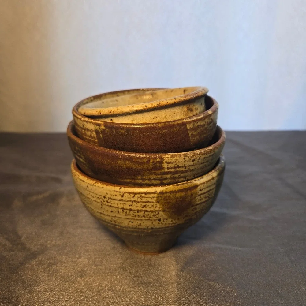 Set of 4  Different Ceramic Tea Matcha Cups Sake‎ Small Bowls Rustic Glaze
